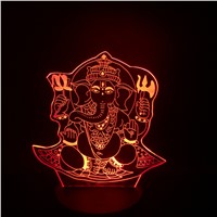 Christmas 3D LED Night Light Visual 7 colors illusion India Lord Elephant RGB kid/child Table Desk Lamp Birthday New Year Gifts