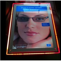 Acrylic Frame LED Coloured Advertising Lightbox,A2 Slim RGB Wall Mounted Light Box for Restaurant/ Home Theater/ Shop