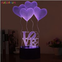 Romantic 3D Hearted-shaped Visualization LED Night Lights,Optical Illusion Art.