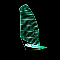 Sailing Boat Marine Ship Model 3D Night Light 7 Color Change LED Table Lamp Xmas Toy Gift