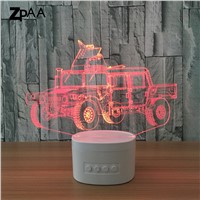 USB Novelty Gifts Colors Changing Truck LED Night Lights Bluetooth Speaker 3D LED Desk Table Lamp as Home Decoration Kids Toys