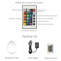 Egg Night Light RGBW 16 Colors Rechargeable IR Remote Ideal for Bedroom Restaurant Bar Party Indoor Outdoor Lightning Decor Fe