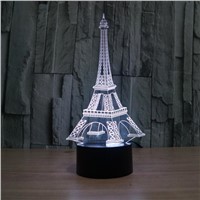 New 2017 3D Visual  Eiffel Tower LED Lights   Seven Color Change Bedroom light  edroom Small Desk Lamp Souvenir