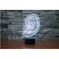 3D Ear Lamp Illusion Lamp 7Color Change  For Boy&amp;amp;#39;s Gift Toys Arts and crafts USB Small Night Light  drawing rooms decoration