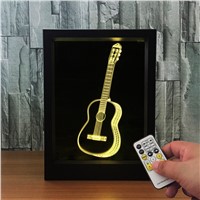 Acrylic 3D Guitar Rame lamp  7 Color Change Remote Touch Switch Bedroom Bedside Lamp LED Lamp For Gift