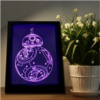 3D Photo Frame Lamp Colorful Wall lamp3d Night Light desk Lamp Acrylic  Footpath bedroom light LED Illusion Light For Kid&amp;amp;#39;s Gift