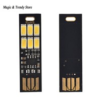Mini Pocket Card USB Power 6 LED Keychain Night Light 1W 5V Touch Dimmer Warm Light for Power Bank Computer Laptop