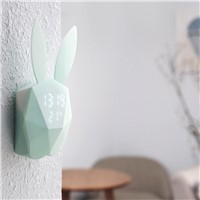Alarm Clock Night Light LED Lamp LED Clock Temperature Rabbit Table Lamp Battery Bunny Design Pink Green Led Night Light Gift