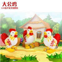 2016 cute rooster chicken LED sound luminous key chain creative gift accessories animals pendant flashlight factory wholesale