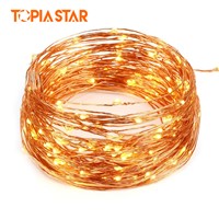 TOPIA STAR Led Copper Wire String Light AA Battery 5M 50 LED Christmas RGB String Night Lamp Christmas Fairy Wedding Light