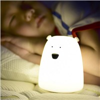 USB rechargeable LED Colorful Night Light Animal Bear stype Silicone Soft  Breathing Cartoon Baby Nursery Lamp for Children Gift