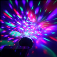 Mini USB Crystal Ball Stage Light for Phone - Black Portable Mobile Phone USB LED Color-Changing Crystal Ball Lamp with Sound Co