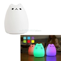 Better 1 pc Night Lights USB Cat LED Children Animal Night Light Silicone Soft Cartoon Baby Nursery Lamp Variable color