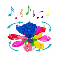 Happy Birthday Gift Candle Lights Musical Lotus Rotary Flower Children Kids Party Light 5 Color New Arrival