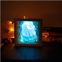 Papercut Light Box LED USB Night Light Lamp Creative Paintings Giraffe House