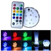 Multicolor 10 Led Submersible Party Light Base With Remote Control Waterproof (No Battery)