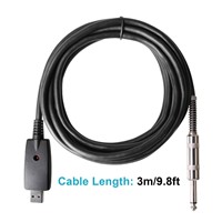 2Pcs TSSS 10ft USB to 6.35mm 1/4&amp;amp;quot; Mono Male Electric Guitar Cable Studio Audio Cables Adapter for Instruments Recording Singing