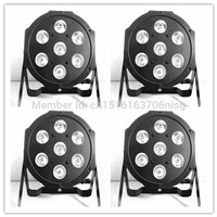 4 pieces Promotional Packaging DMX Stage Light Luxury Led Flat Par Light 7x9W RGB 3IN1 DJ led lamp chandelier free delivery