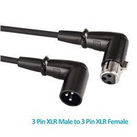 TSSS 5 Pack 6.5ft Right Angle XLR Cable 3 Pin Male to Female DMX Cables for Stage Lighting DJ Products