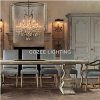 Vintage Crystal Floor Lamp Standing Lighting Aluminum Chain Floor Light Indoor Lighting Home Restaurant Living and Dining Room