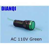 20PCS/Lot  AC 110V 16mm Diameter AD16-16C LED Power Indicator Signal Light Lamp Green