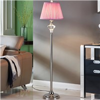 European K9 Crystal Pink Fabric Led E27 Floor Lamp With Foot Switch For Bedroom Living Room Wedding Deco H 147cm 80-265v 2071