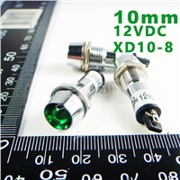 10mm 12VDC Green Signal led Lndicator lights Green Pilot lamp XD10-8-12V 10PCS/Lot