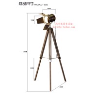 American country big tripod solid wood floor Retro Modern European style living room became searchlight lamp Floor Lamps