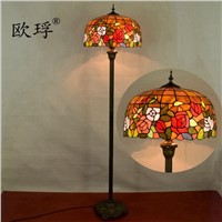 Tiffany color glass living room, dining room bedroom, study decorative floor lamp, coffee shop Rose zipper floor lamp 110-240V