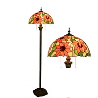 sun flower stained glass living room dining room bedroom floor lamp American character retro coffee lamp 110-240v e27