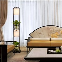 Plants combine with water floor lamp Chinese style creative vertical desk lamp study bedroom retro art floor lights ZA