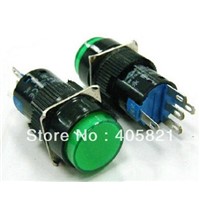 Green 1NO 1NC 16mm Hole Momentary Push Button Switch With Light Lamp 5pins