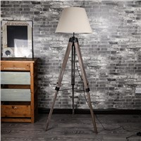 Vintage Retro Loft American Country Wood Fabric Led E27 Tripod Floor Lamp With Foot Switch For Living Room Bedroom Bedside 1047