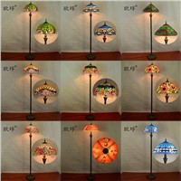 16inch Tiffany Baroque Stained Glass floor lamp E27 110-240V for Home Parlor Dining bed Room standing lamp