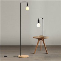 Nordic simple modernism fashion wrought iron+wood fall to the ground living room study floor lamp
