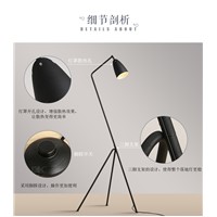 Nordic design three feet black floor lamp bedroom living room floor lights study simple modern personality bedside lamp