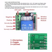 DC12V 10A Receiver Wireless Relay 1 Channel RF Remote Control Switch DIY Module