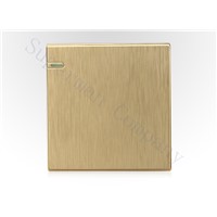A type 86 open control 3D champagne gold wire drawing wall power switch socket panel home button single switch