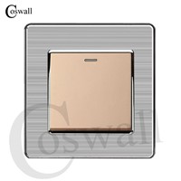 Coswall 1 Gang 1 Way Luxury Light Switch Push Button Wall Switch Interruptor Stainless Steel Panel AC 110~250V