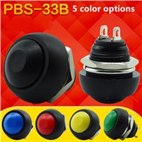 5pcs/lot Power round small Waterproof Momentary Push button switch starting point for automatic reset PBS-33B lock free 12MM