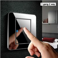 Manufacturer Coswall Brand 1 Gang 2 Way Random Click Push Button Wall Light Switch With LED Indicator Acrylic Crystal Panel