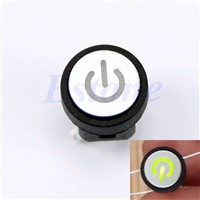 Momentary Latching Computer Case Switch Green Led Light Power Symbol Push Button