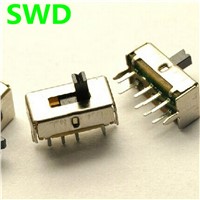 20pcs 10 x 6mm High Knob 8 Pin 3 Position 2P3T DP3T Vertical Slide Switch 0.5A 50V DC PCB SS23D07VG4 #DSC0039