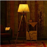 Wonderland Fabric Lampshade Wood Floor Lamp American Rustic Vintage Art Country Decoration Foyer/Home/Living Room/Bedside