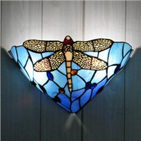 Tiffany wall lamp wall lamps in the background wall light Dragonfly living room bedroom blue wall light ZA82410