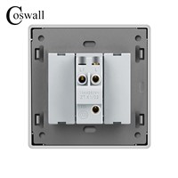 Coswall 1 Gang 2 Way Luxury LED Light Switch Push Button Wall Switch Interruptor Brushed Silver Panel 10A AC 110~250V