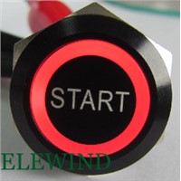 ELEWIND 22mm BLACK aluminum Ring illuminated  push button with START symbol(PM221F-11E/R/12V/A with &amp;amp;#39;START&amp;amp;#39; symbol)