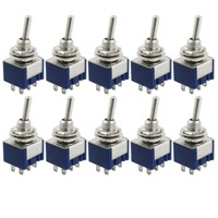 10 Pcs AC 125V 6A Amps ON/ON 2 Position DPDT 6 Pins Miniature Toggle Switch MTS-202