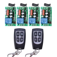 AC 220V 10A Wireless Remote Control Wireless Light Switch System 4 Receiver 2 Transmitter Light Lamp LED SMD ON OFF