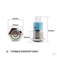 5V 12V 220V Latching push button switch locked 16mm flat head fixed Push Button waterproof LED metal switch